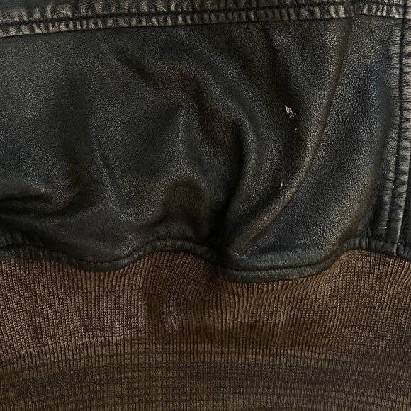 NWT Quince Shearling Collar Leather Flight Jacket Mens L Rich Brown - Picture 14 of 16